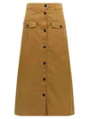 Saint Laurent Midi Skirt In Brown