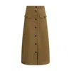 Saint Laurent A-line Buttoned Midi Skirt In Brown