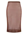 Saint Laurent Sheer Silk Knitted Pencil Skirt Clothing In Brown