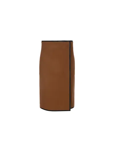 Saint Laurent Midi Skirt In Brown