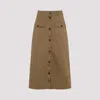 Saint Laurent Midi Skirt In Chatain