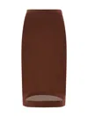 Saint Laurent Knit Pencil Skirt In Chocolat