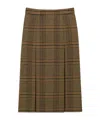 Saint Laurent Midi Skirt In Prince Of Wales Wool And Cashmere In Brown