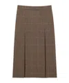 Saint Laurent Wool And Cashmere Prince Of Wales Midi Skirt Clothing In Brown