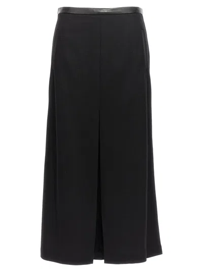 Saint Laurent Midi Skirt In Wool In Black