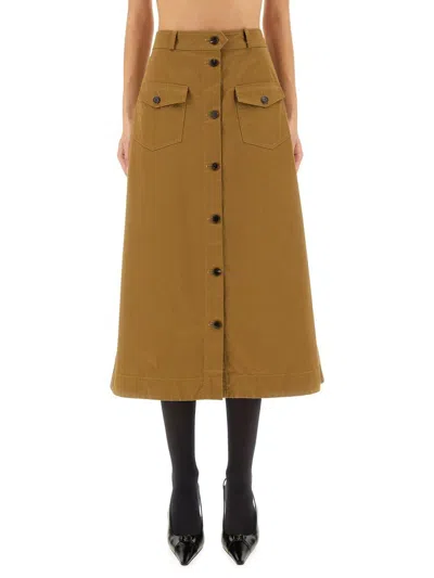 SAINT LAURENT SAINT LAURENT MIDI SKIRT WITH BUTTONS
