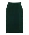 Saint Laurent Midi Wrap Skirt In Cotton Velvet In Green