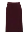 Saint Laurent Midi Wrap Skirt In Cotton Velvet In Purple