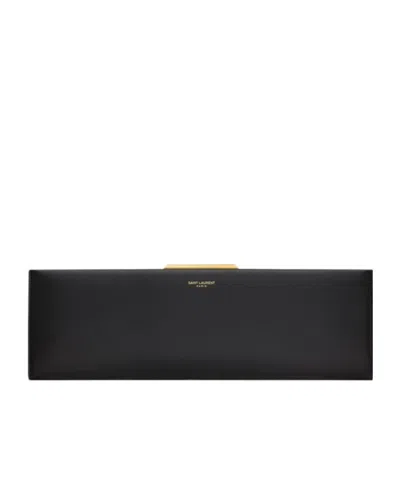 Saint Laurent Midnight Large Clutch In Smooth Leather In Black
