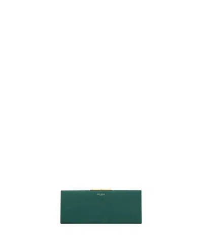 Saint Laurent Midnight Small Clutch In Satin In Blue