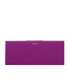 Saint Laurent Midnight Small Clutch In Satin In Purple