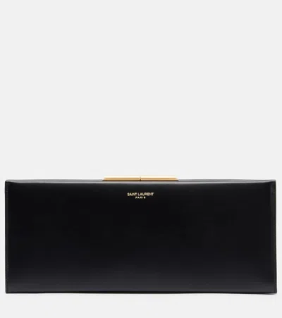 Saint Laurent Midnight Small Leather Clutch In Black