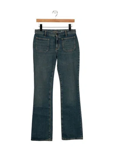 Pre-owned Saint Laurent Mid-rise Flared Jeans In Blue