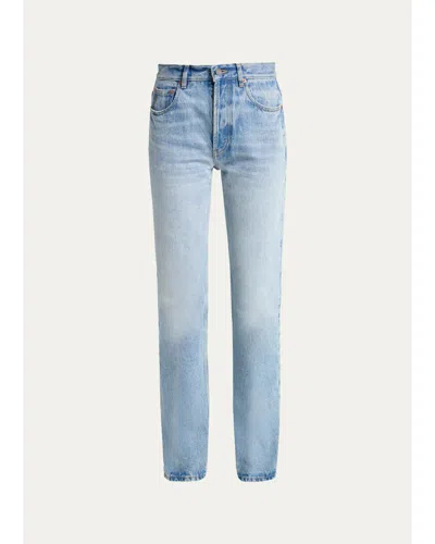 Saint Laurent Mid-rise Relaxed Straight-leg Jeans In Blue