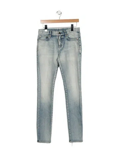 Pre-owned Saint Laurent Mid-rise Skinny Leg Jeans In Blue