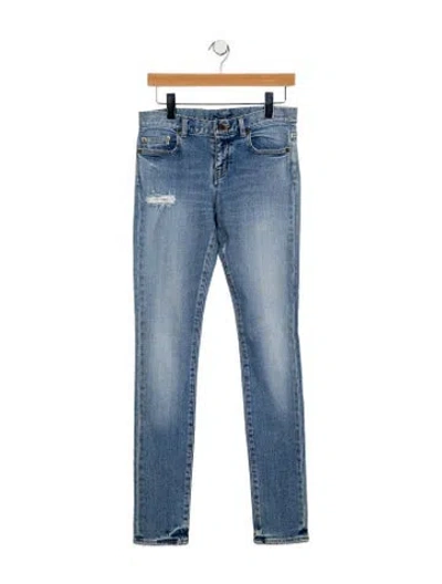 Pre-owned Saint Laurent Mid-rise Skinny Leg Jeans In Blue