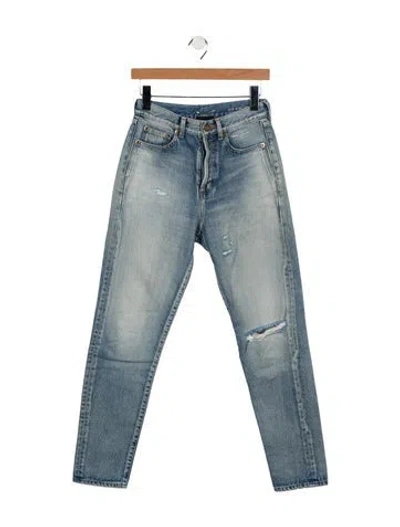 Pre-owned Saint Laurent Mid-rise Skinny Leg Jeans In Blue