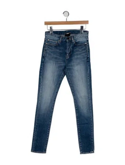 Pre-owned Saint Laurent Mid-rise Skinny Leg Jeans In Blue