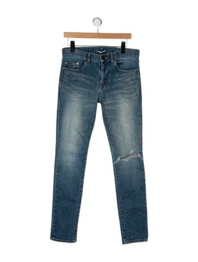 Pre-owned Saint Laurent Mid-rise Skinny Leg Jeans In Blue