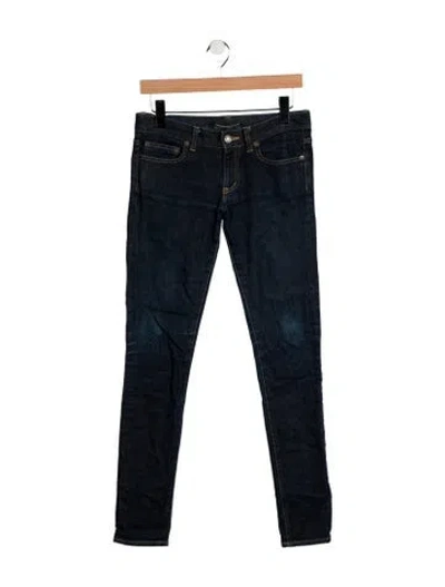 Pre-owned Saint Laurent Mid-rise Skinny Leg Jeans In Blue