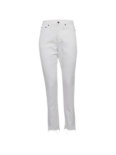 Pre-owned Saint Laurent Mid-rise Slim-fit Jeans In White