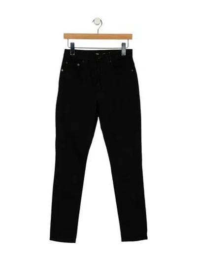 Pre-owned Saint Laurent Mid-rise Straight Leg Jeans In Black
