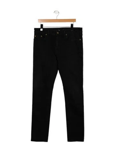 Pre-owned Saint Laurent Mid-rise Straight Leg Jeans In Black
