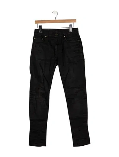Pre-owned Saint Laurent Mid-rise Straight Leg Jeans In Black