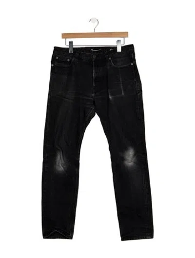 Pre-owned Saint Laurent Mid-rise Straight Leg Jeans In Black