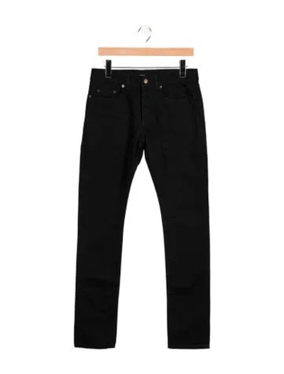 Pre-owned Saint Laurent Mid-rise Straight Leg Jeans In Black