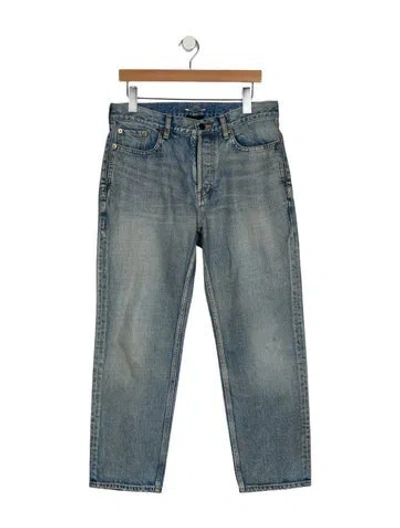 Pre-owned Saint Laurent Mid-rise Straight Leg Jeans In Blue