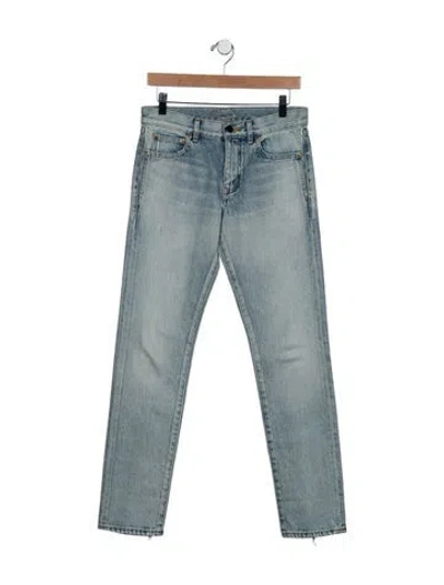 Pre-owned Saint Laurent Mid-rise Straight Leg Jeans In Blue