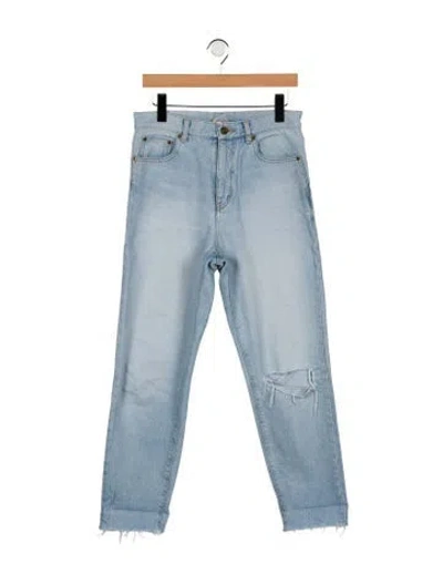 Pre-owned Saint Laurent Mid-rise Straight Leg Jeans In Blue