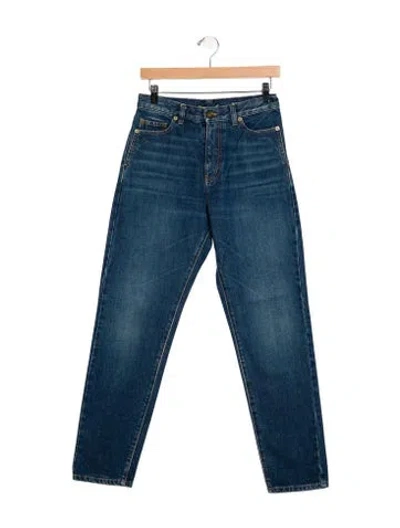 Pre-owned Saint Laurent Mid-rise Straight Leg Jeans In Blue