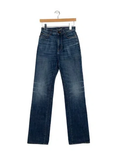 Pre-owned Saint Laurent Mid-rise Straight Leg Jeans In Blue