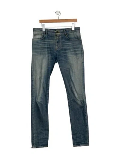 Pre-owned Saint Laurent Mid-rise Straight Leg Jeans In Blue