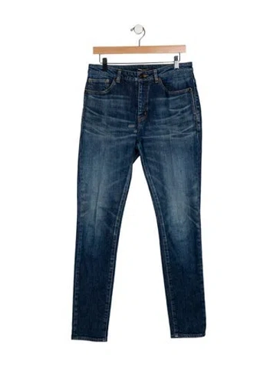 Pre-owned Saint Laurent Mid-rise Straight Leg Jeans In Blue