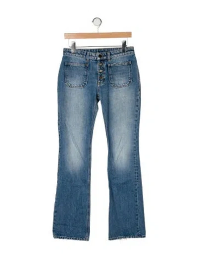 Pre-owned Saint Laurent Mid-rise Straight Leg Jeans In Blue