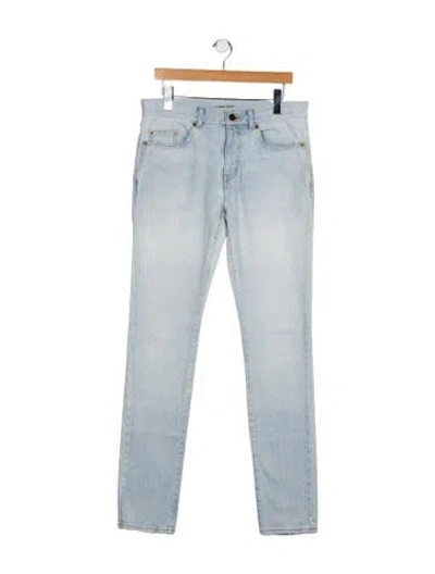 Pre-owned Saint Laurent Mid-rise Straight Leg Jeans In Blue