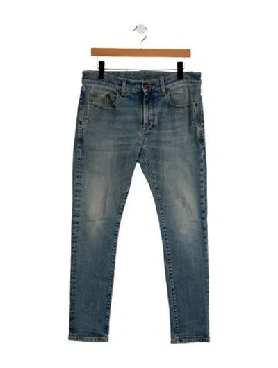 Pre-owned Saint Laurent Mid-rise Straight Leg Jeans In Blue