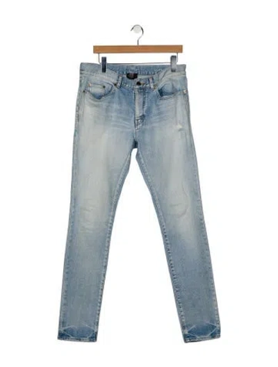 Pre-owned Saint Laurent Mid-rise Straight Leg Jeans In Blue