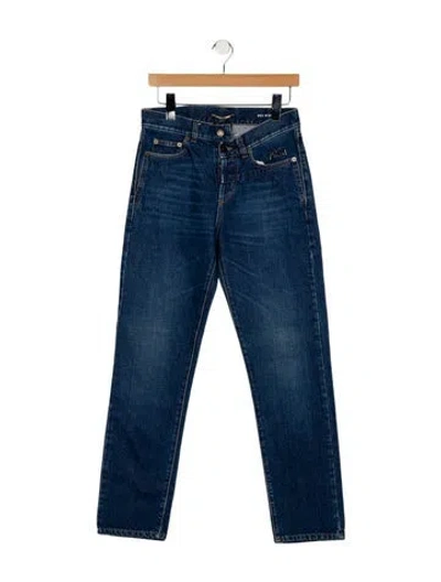 Pre-owned Saint Laurent Mid-rise Straight Leg Jeans In Blue