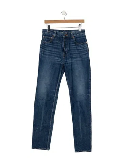 Pre-owned Saint Laurent Mid-rise Straight Leg Jeans In Blue