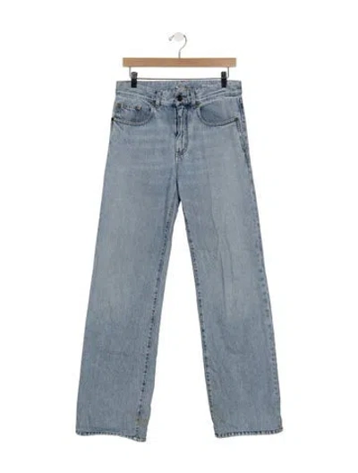 Pre-owned Saint Laurent Mid-rise Straight Leg Jeans In Blue