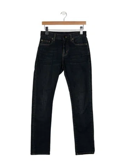 Pre-owned Saint Laurent Mid-rise Straight Leg Jeans In Blue