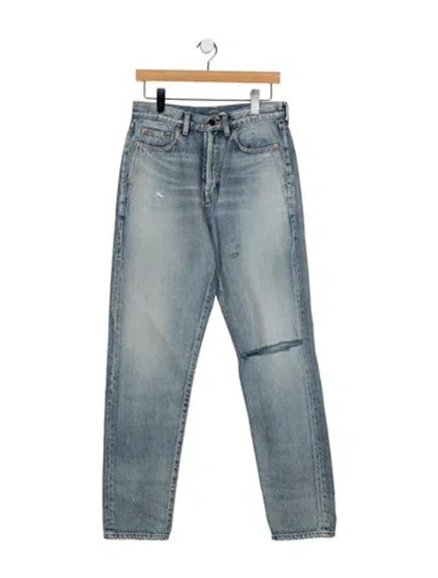 Pre-owned Saint Laurent Mid-rise Straight Leg Jeans In Blue