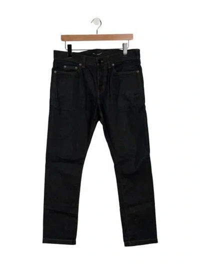 Pre-owned Saint Laurent Mid-rise Straight Leg Jeans In Blue