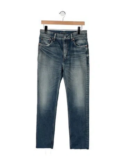 Pre-owned Saint Laurent Mid-rise Straight Leg Jeans In Blue