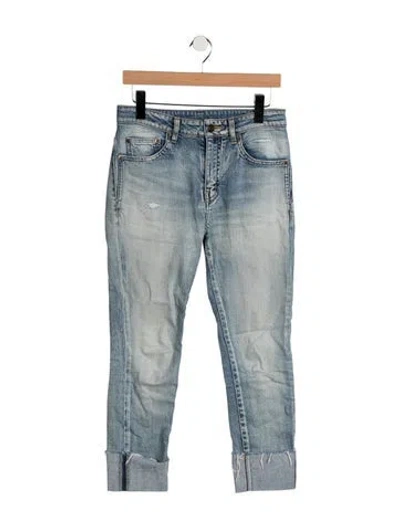 Pre-owned Saint Laurent Mid-rise Straight Leg Jeans In Blue