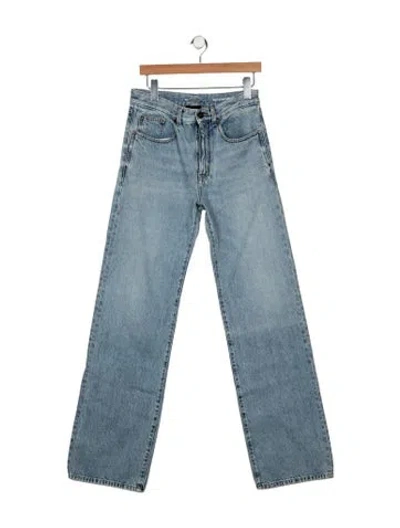 Pre-owned Saint Laurent Mid-rise Wide Leg Jeans In Blue